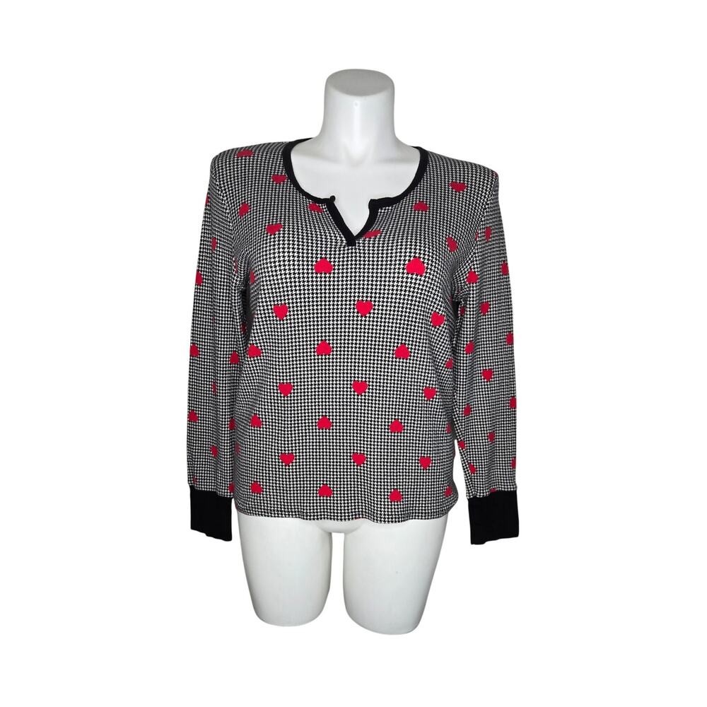 VICTORIA'S SECRET Pajama Thermal Houndstooth Heart Print TOP Size XL
